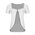 thumbnail image 4 of Timegard Hauts d'Été pour Femmes Grande Taille Col en V Carré à Croisillons Manches Courtes Décontracté Confortable Hauts Blouse, 4 of 6