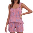 thumbnail image 2 of Yuyuzo Womens Lounge Sets Two Piece Square Neck Tank Tops Wide Leg Shorts with Pockets Matching Outfits, 2 of 7