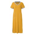 thumbnail image 3 of Pisexur Robe de Nuit pour Femmes, Col en V, Cache-Cœur, Vêtement de Nuit, Chandail à Enfiler, Manches Courtes, Robe de Nuit, Été, Décontractée, Confortable, Fente, Pyjama avec Poches, 3 of 7