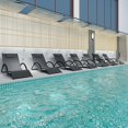 thumbnail image 2 of Ergonomic Comfort Set of 2 Patio Chaise Lounge Chairs - Iron Frame, Quick-Dry Textilene, Adjustable Headrest - All-Weather Poolside, Garden, Balcony Furniture - Black, 2 of 7