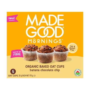 MadeGood Coupes d'Avoine Cuites au Four – Banane et Pépites de Chocolat 5 Coupes
