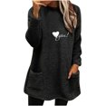 thumbnail image 2 of Blouses pour Femmes Col Rond et Hiver Ample Imprimé Poche Chaud Manches Longues Blouse Hauts Chandail pour Femmes en Liquidation, 2 of 4
