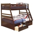 thumbnail image 1 of Lexicon Rowe Wood Twin over Full Bunk Bed with Storage Boxes in Dark Cherry, 1 of 4