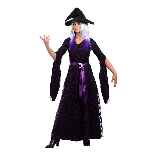 Womens Plus Size Purple Moon Witch Costume