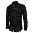 thumbnail image 2 of CEHVOM Men Handmade Three-dimensional Feather Featured Turndown Shirt Top Blouse, 2 of 4