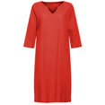 thumbnail image 2 of 2025 et Robe Courte Décontractée en Lin pour Femmes Manche Vacances Semi Décontractée Petite Robe Midi Robe d'Été Mini à Col en V pour Femmes Robe Couleur Unie Robe Décontractée pour Femmes, 2 of 7