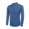 thumbnail image 2 of Wangsaura Men's Casual Shirt Solid Color Long Sleeve Stand Collar Button Tops, 2 of 7
