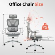 Kojooin Computer Desk Chair with Adjustable Padded Headrest, Lumbar Support and 3D Armrests for Office or Study