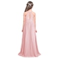 thumbnail image 2 of Aislor Robe pour Demoiselles d'Honneur, Col Licou, Corsage en Dentelle, Robe Longue de Mariage, Robe de Princesse pour Concours, Robe de Bal, Robe Maxi, Rose Perle 16, 2 of 7