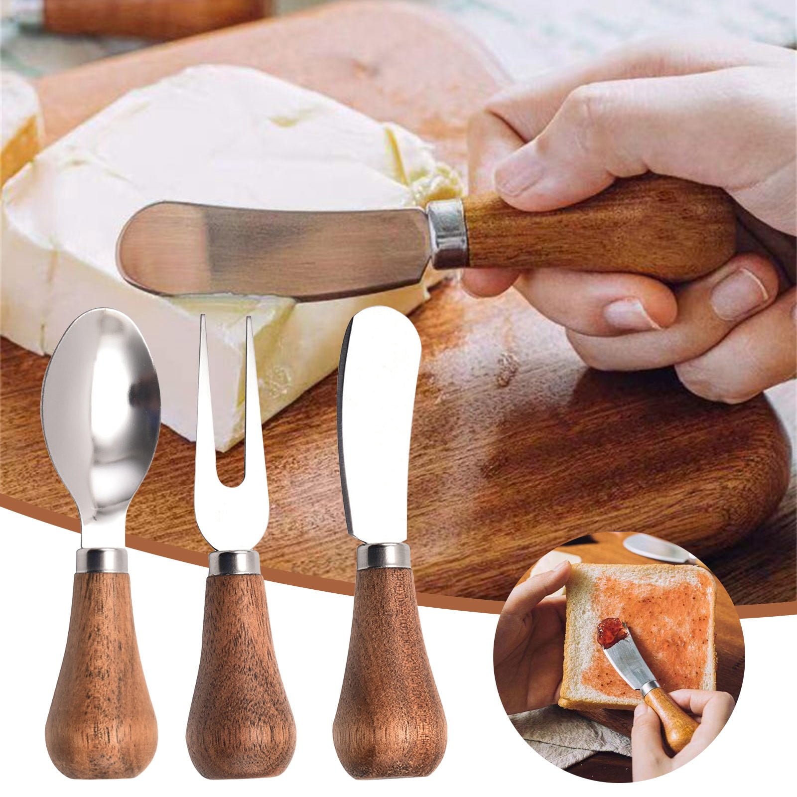 Up to 50% off ! TopLLC Cute Stand Butter Knife, Fork, Spoon Three Piece Set on Clearance