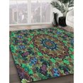 thumbnail image 3 of Ahgly Company Tapis d'Intérieur Ronds de Style Transitionnel Lavables à la Machine, Brun Bourgogne, 8 Pieds Rond, 3 of 7