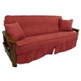 thumbnail image 1 of Solid Microsuede Double Corded 8 to 9-inch Full Futon Slipcover Set with Two 18-inch Throw Pillows (Set of 3) - Cardinal Red, 1 of 1