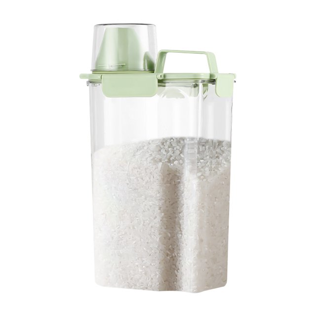 Rice Storage Container 3 L Plastic Transparent Food Storage Tank with Measurement Marks for Oatmeal Cereal Pasta Flour