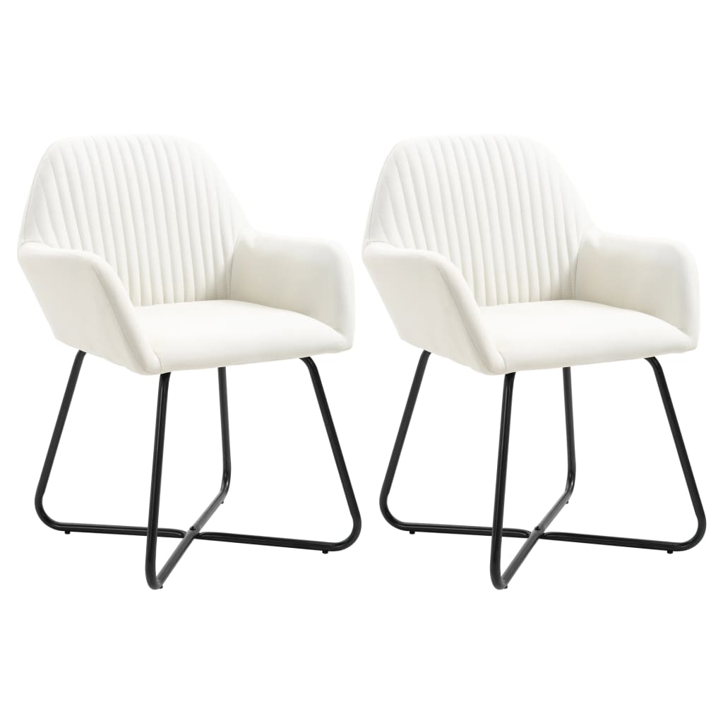 vidaXL Dining Chairs 2 pcs Cream Fabric