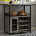 thumbnail image 2 of Ourlova 3-Tier Wine Bar Cabinet with Detachable Wine Rack Glass Holder and Mesh Door Buffet Cabinet for Kitchen Living Room and Bar Ample Storage Space, 2 of 7