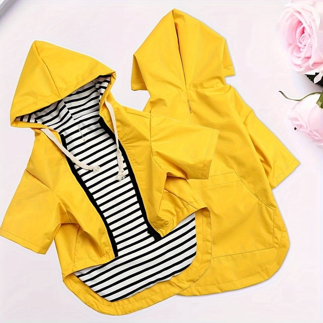 CNKOO Waterproof Dog Raincoat with Reflective Buttons Adjustable Hood Detachable Rainproof Dog Clothes for Rainy Days