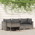 thumbnail image 1 of vidaXL 4 Piece Garden Lounge Set with Cushions Grey Poly Rattan, 1 of 5