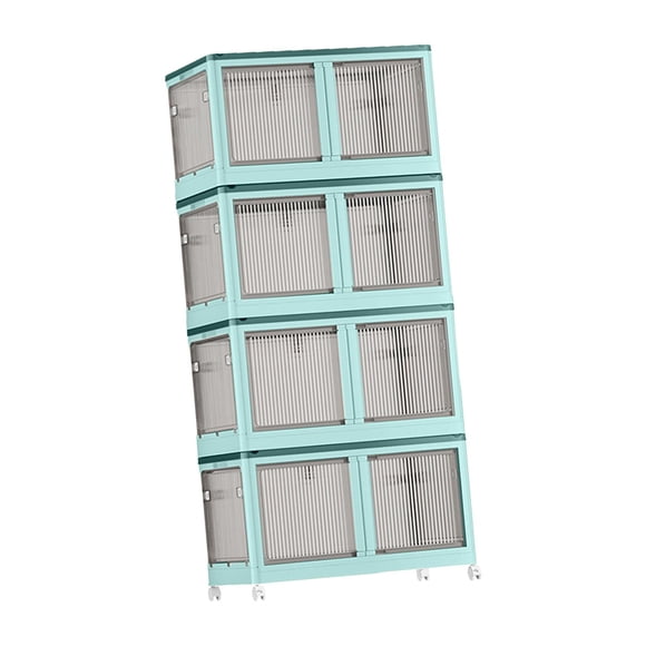 Portable Wardrobe Foldable Free Standing Clothes Storage Box Closet Wardrobe for blue