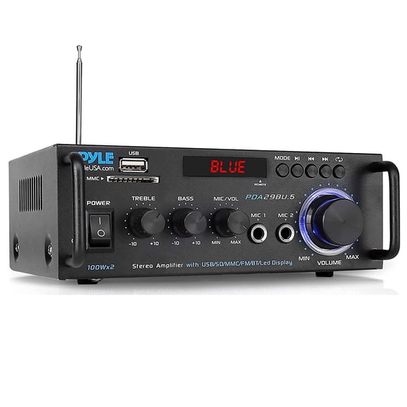 Pyle PDA29BU 200W Bluetooth Home Stereo Amplifier Receiver with Remote and FM