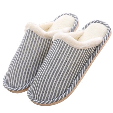 Striped House Slippers Anti-slip Indoor Slippers Fluffy Slippers for Men Women