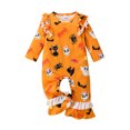 thumbnail image 1 of SUNSIOM Newborn Baby Girls Flared Jumpsuits Halloween Printed Round Neck Ruffled Long Sleeves Romper for Toddler Infant, 1 of 8