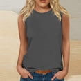 thumbnail image 2 of Yuyuzo Sleeveless Tops for Women Round Neck Tank Tops Solid Color Summer T Shirts Loose Basic Shirts, 2 of 4