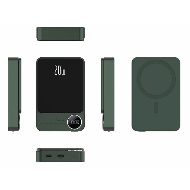Magnetic Wireless Power Bank PD20W Fast Charging Device with LED