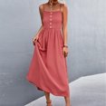 thumbnail image 4 of Robe Longue d'Été pour Femmes Robe à Bretelles Bouton Solide Décontractée Longue Robe d'Été Décontractée pour Femmes, 4 of 7