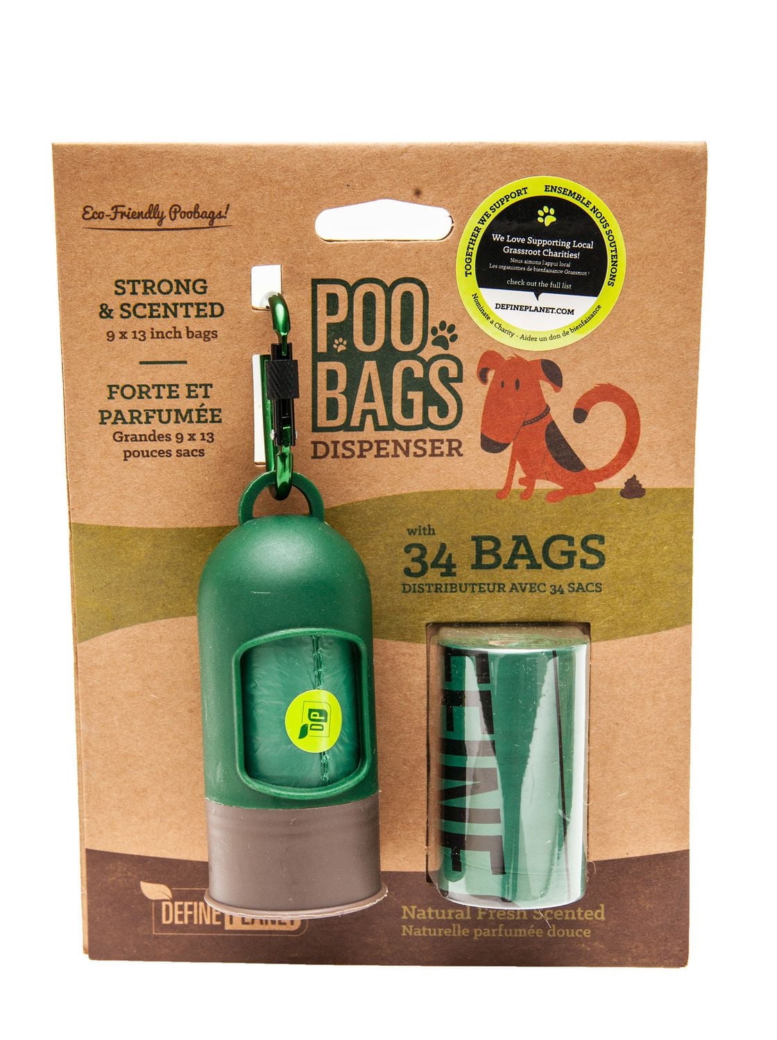 Define Planet™ Starter Pack / Dispenser With 2 Rolls of Poop Bags, 34 Citrus Scented Dog Waste Bags