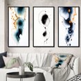 thumbnail image 1 of Designart « Heartbeat Rhapsody Turquoise and Gold Ink Cloud II » Peinture Abstraite Ensemble d'Art Mural Encadré de 3 - Ensemble de Toiles à Cadre Moderne Turquoise pour Déco de Salon, 1 of 6