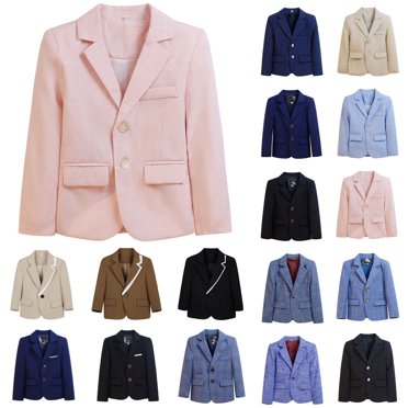 MKOSPLRT Kids' Formal Blazer 2-16 Years Slim Fit Single Breasted Suit Jacket with Notch Lapel Boys and Girls Dress Coat for Weddings School