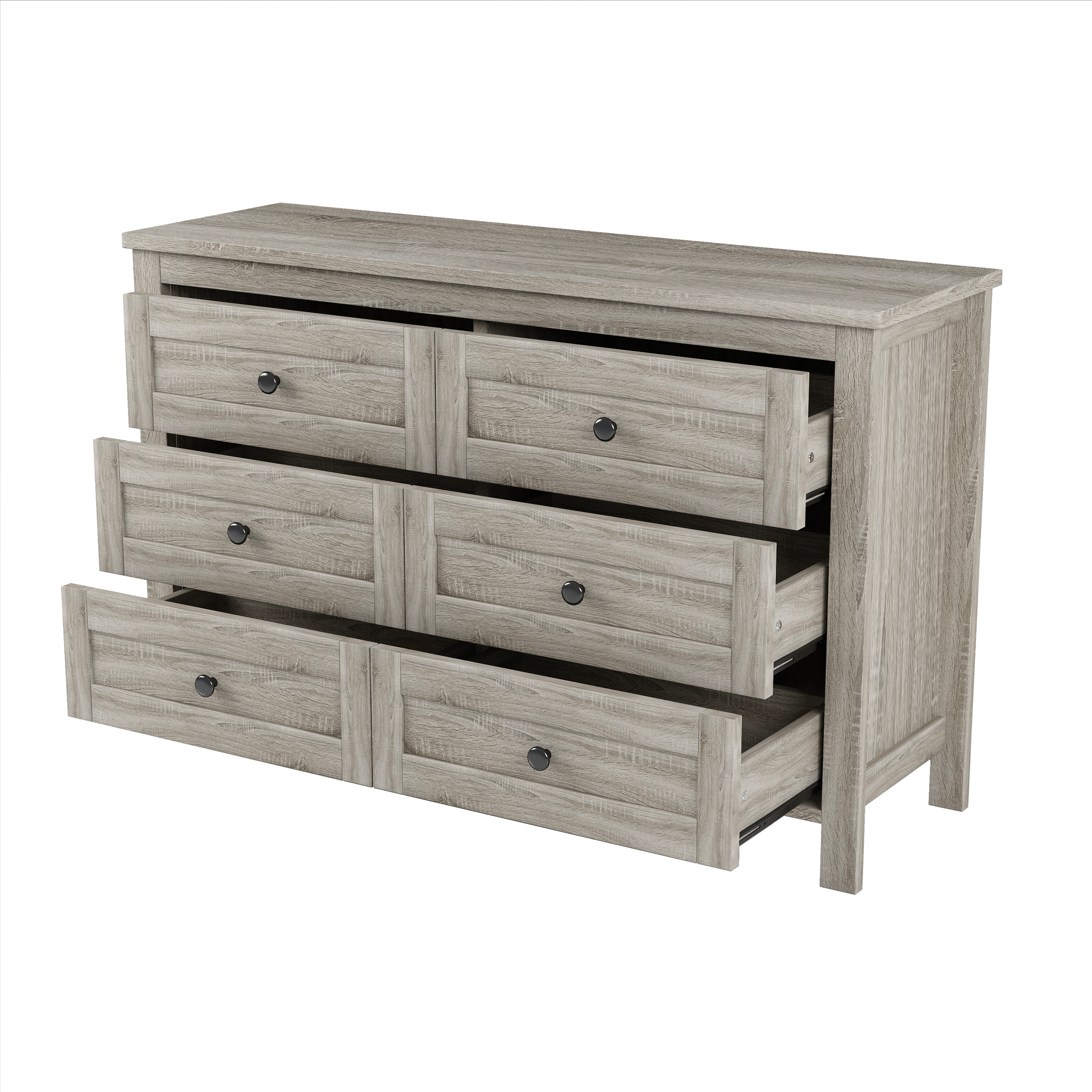 Ensemble de chambre 3 pièces Noble House : lit plateforme de style ferme, grand lit, gris antique