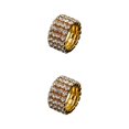 thumbnail image 3 of Maytalsory Bague en Cristal Extensible de Luxe Unique pour Déclaration d'Amour Bague Incrustée à la Mode Dorée 4 Rangées 2Ensemble, 3 of 6