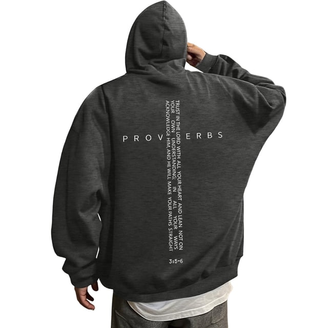 Chandail à Capuchon Rétro pour Hommes avec Verset Graphique, Tenue Décontractée Inspirante pour Croyants, Chandail Confortable à Enfiler