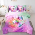 thumbnail image 1 of YST Ensemble de Literie Girly Papillon, 7 Pcs, Boho Floral, Très Grand Lit, 1 of 4