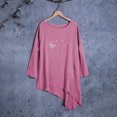 thumbnail image 4 of SMihono Hauts pour Femmes Été Chic Décontracté Hauts pour Femmes Brodés Col Rond Coton Lin Grandes Manches Courtes Hauts T-Shirt Oversize pour Femmes, 4 of 8