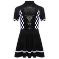 thumbnail image 3 of RUNQHUI Costume de Pilote de Course pour Enfants Filles F1 Uniforme d'Ouverture de Cheerleading Paillettes Robe Justaucorps à Manches Courtes Noir 16, 3 of 5