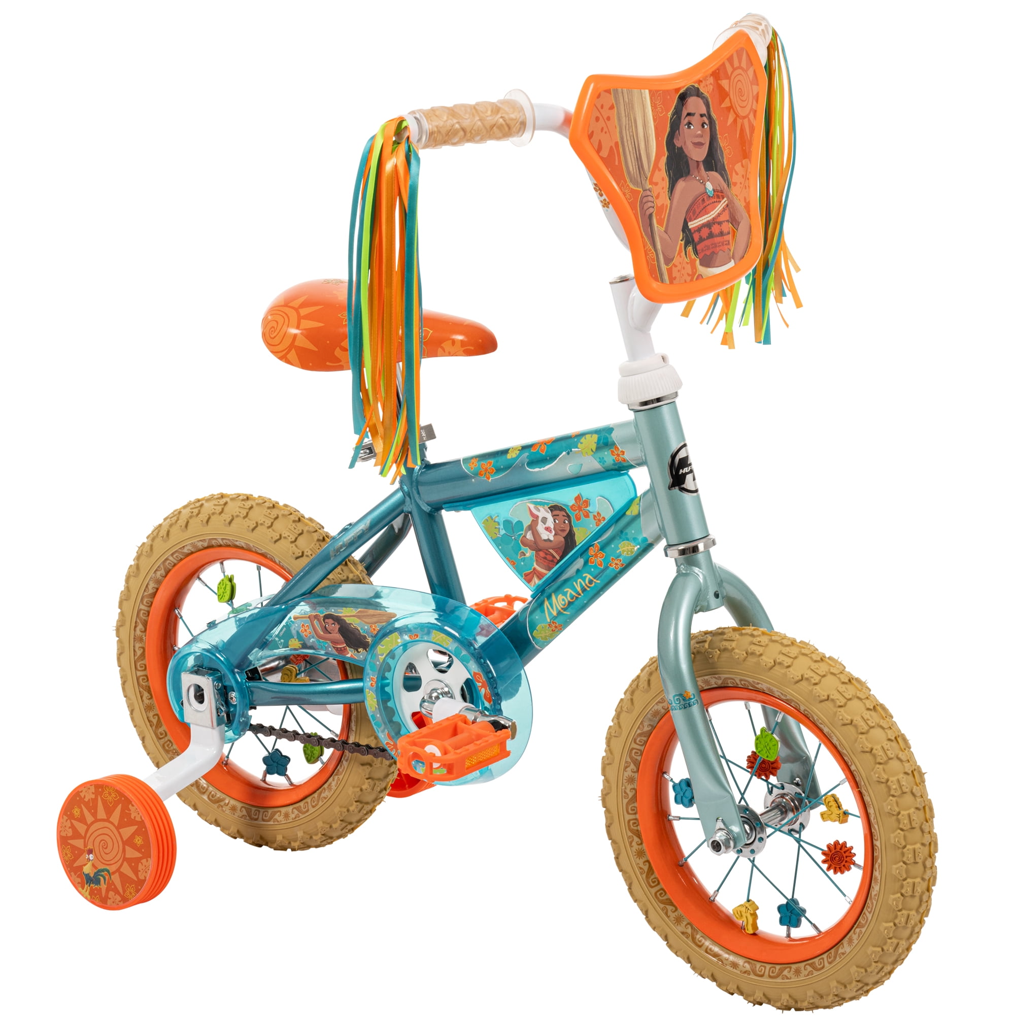 Huffy 12-inch Disney Moana Bike for Girls with Training Wheels, Orange