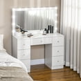 thumbnail image 2 of HOMCOM Makeup Vanity Desk with Lighted Mirror 7 Drawers 10 LED Lights White, 2 of 10