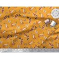 thumbnail image 2 of Soimoi Orange Modal Satin Fabric Insect & Cat Animal Print Fabric by Yard 42 Inch Wide, 2 of 3