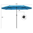thumbnail image 4 of Patiojoy Parasol de Patio Double Face de 15 Pi, Parasol de Marché Extra-Grand pour l'Extérieur, Bleu, 4 of 7