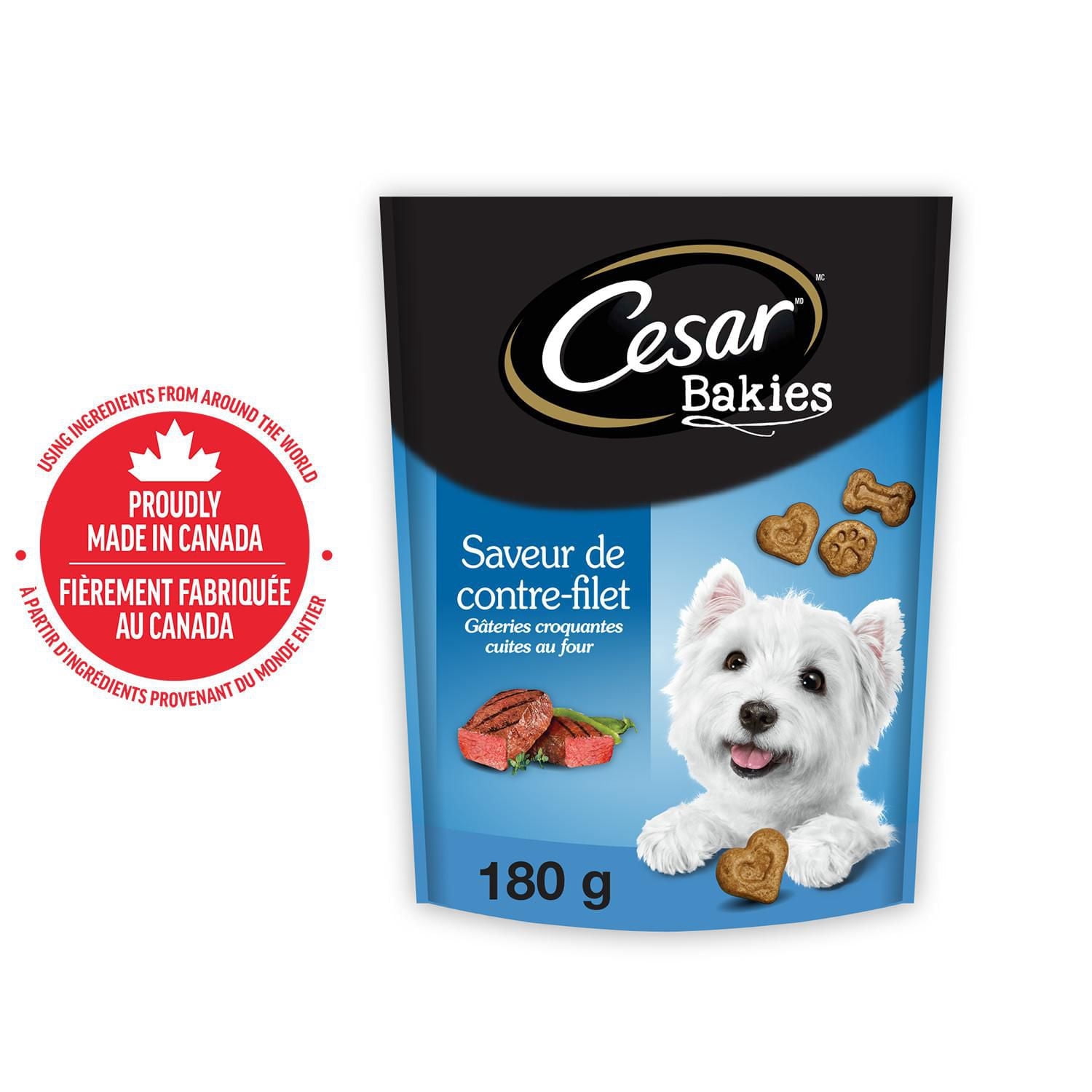 Gâteries pour chiens CESAR BAKIES, petits chiens adultes, saveur de contre-filet