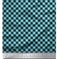 thumbnail image 1 of Soimoi Blue polyester Crepe Fabric Diagonal Check Fabric Prints By Yard 42 Inch Wide, 1 of 5
