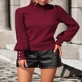 thumbnail image 3 of Ladies‘ Knitted Sweater with Long Sleeves and Turtleneck in Solid Color, 3 of 9