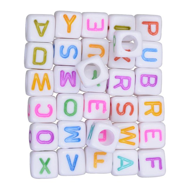 jifeng 200 Pcs Mix Square Acrylic Alphabet Beads Charms Large Hole DIY Crafts 2 #
