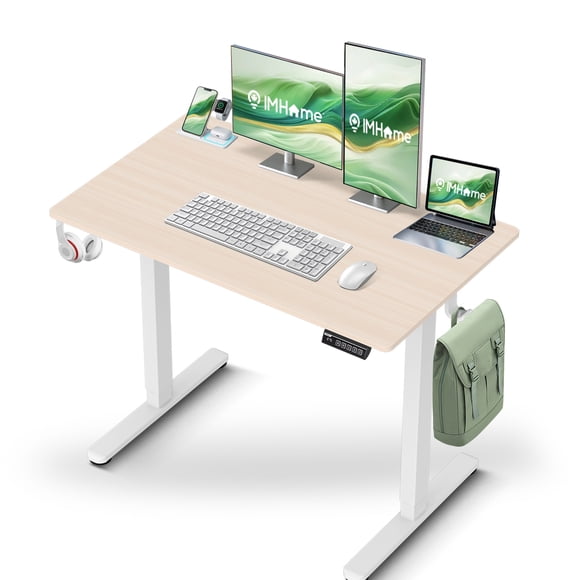 IMGadgets Bureau Debout Électrique Réglable / 40 Pieds' x 24 Pieds' Grand Espace de Travail avec 2 Crochets / Bureau Ergonomique Assis-Debout / Résistant aux Égratignures et Imperméable / Bureau à Hauteur Réglable pour le Travail et la Maison