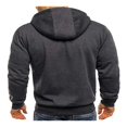 thumbnail image 4 of Men Hooded Jacket Adults Solid Color Long Sleeve Sweatshirt with Zipper Pocket, 4 of 6