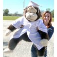thumbnail image 1 of Grand Gorille Monkey en Peluche de 40 Pouces de Hauteur, Blanc, Robe de Collation des Grades et Toque, 1 of 1