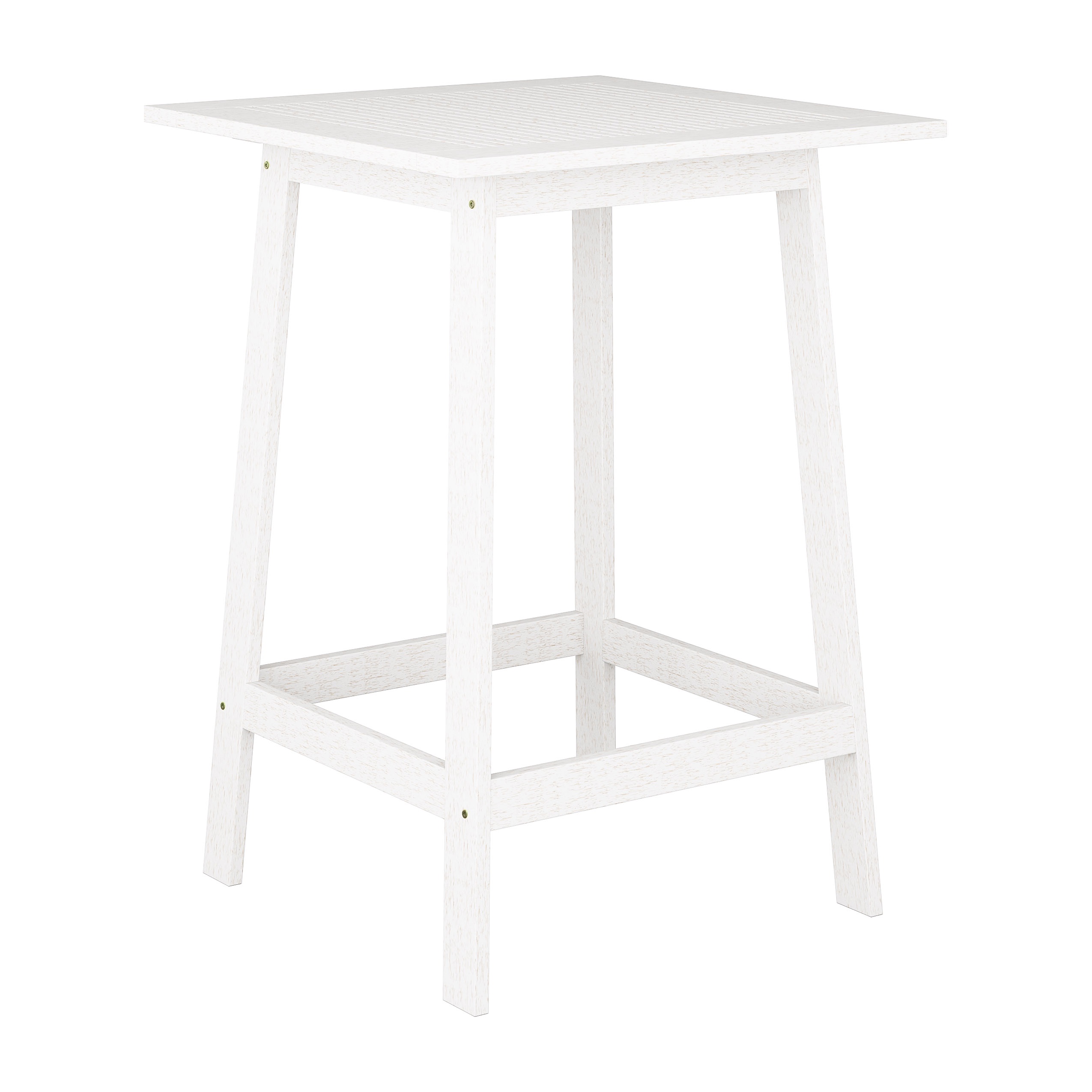 Table de bar carrée d'extérieur CorLiving Miramar en bois massif avec plateau à lattes, blanche