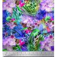 thumbnail image 1 of Soimoi Rayon Fabric Animal Skin & Tropical Flower Printed Fabric 1 Yard 42 Inch Wide, 1 of 3
